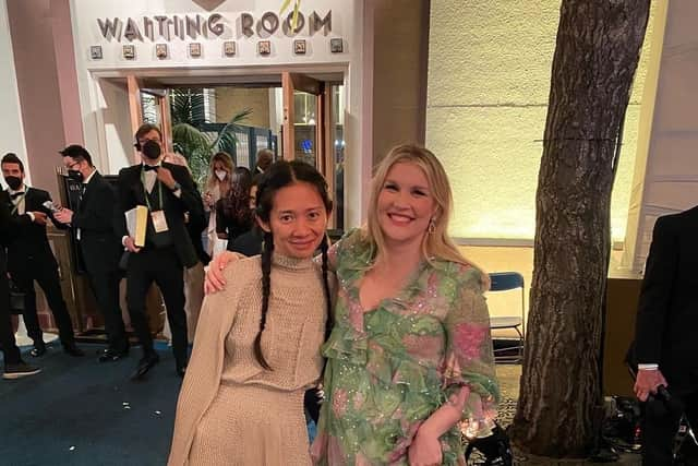 Emerald Fennell and Chloe Zhao at the 2021 Oscars - showing off their fashion trainers