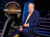 Jeremy Clarkson, sat in the host’s chair on set of Who Wants to be a Millionaire? (Credit: Stellify Media)