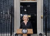 Prime Minister Liz Truss reads a statement outside 10 Downing Street, London, following the announcement of the death of Queen Elizabeth II. Picture date: Thursday September 8, 2022.