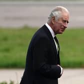 King Charles III at Aberdeen Airport as he travels to London with the Queen following the death of Queen Elizabeth II on Thursday. Picture date: Friday September 9, 2022.