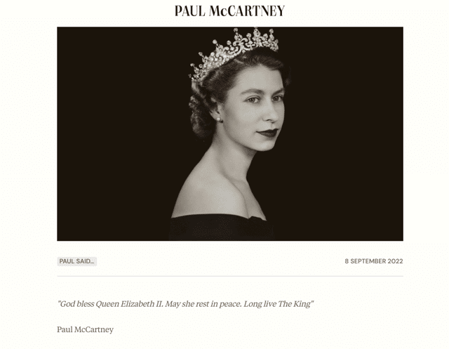 The short, succinct message Sir Paul McCartney wrote upon learning about Queen Elizabeth II’s passing