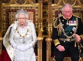 LONDON, ENGLAND - OCTOBER 14: Queen Elizabeth II and Prince Charles, Prince of Wales during the State Opening of Parliament at the Palace of Westminster on October 14, 2019 in London, England. (Photo by Paul Edwards  - WPA Pool/Getty Images)