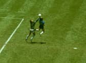 Maradona scored both goals in the famous Quarter Final against England in the 1986 Mexico World Cup. 
