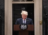Boris Johnson addresses the nation as he announces his resignation outside 10 Downing Street 7 July 2022 (Photo: Dan Kitwood/Getty Images)