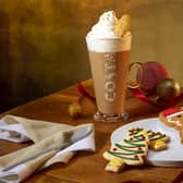 Costa Christmas menu: The Santa Gingerbread Biscuit and Christmas Tree Shortcake biscuit with a Gingerbread & Cream Latte