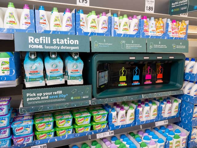 Lidl’s smart refill machines will be located on-shelf in the store’s laundry detergent section