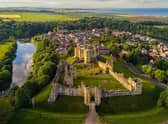 A view over Warkworth Castle and the surrounding village which has topped the list of British villages which have risen in value for 20 years straight.