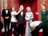 Protestors hit the waxwork of King Charles III