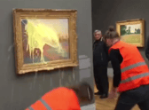 Climate activists threw mashed potatoes over a Monet painting at an art gallery in Germany, asking shocked onlookers:”Is this what it takes to make you listen?”.