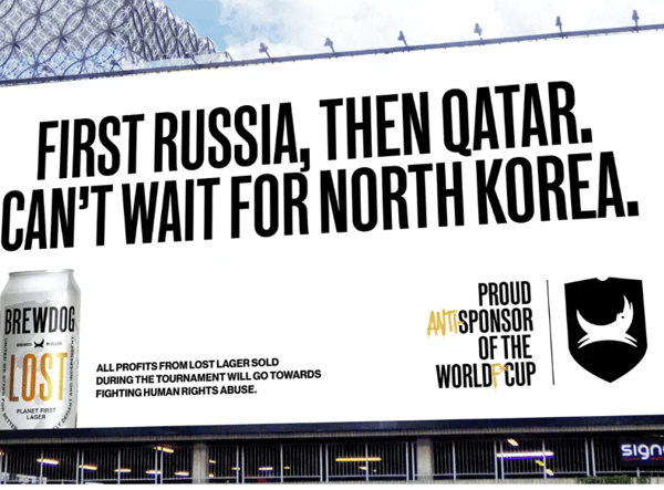 A poster which is part of Brewdog’s ‘anti-sponsor’ campaign against the 2022 World Cup