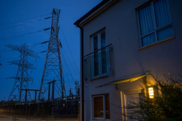 Insulators on an electricity sub station are seen near homes on October 19, 2022 in Manchester, England. The British utility company, National Grid,  have said that UK households may face power cuts this winter for up to three hours at a time, if gas supplies run low. The UK relies heavily on gas to produce electricity, and gas supplies to Europe have been severely disrupted by the fallout from Russia's invasion of Ukraine. (Photo by Christopher Furlong/Getty Images)