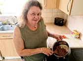 Alison Preest with food she has made for her YouTube channel ‘cooking on benefits’.  A savvy mum reveals the shopping and cooking hacks that enable her to cook meals for her family for as little - as 75p. 