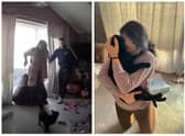 The moment Amanda Appleyard was reunited with her pet cat was caught on the family’s security cameras