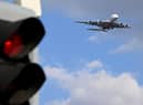 Emirates’ Airbus A3800-800 airliner approaches Heathrow international airport, where Border Force agents discovered a package contaminated with uranium in December