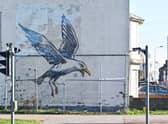 The Banksy mural in in Lowestoft, Suffolk, after the skip was removed