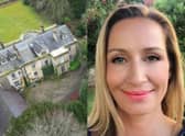 (L-R) The abandoned house being searched by the River Wyre, close to where Nicola Bulley went missing. Nicola is pictured on the right.