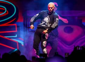 Chris Brown performs at Staples Center on October 11, 2019 in Los Angeles, California. (Photo by Rich Fury/Getty Images)