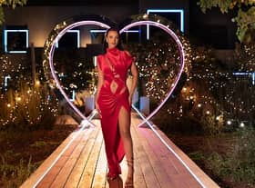 Maya Jama is looking red hot for a fiery Love Island episode (Pic:ITV)