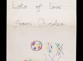 The touching note from the future King was in a folder along with other royal letters which had been lying in a cardboard box for more than 40 years. (SWNS)