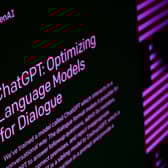 The welcome screen for the OpenAI “ChatGPT” app is displayed on a laptop screen on February 03, 2023 in London, England. 