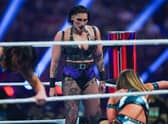 Rhea Ripley looks on during the WWE Royal Rumble at the Alamodome on January 28, 2023