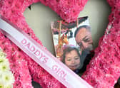 Detail View of floral tributes at the Funeral of Olivia Pratt-Korbell at St Margaret Mary’s Church on September 15, 2022 in Liverpool. (Photo by Richard Martin-Roberts/Getty Images)