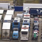 Archive image of trucks and passenger vehicles waiting to board ferries to France at the Port of Dover Ltd. in Dover, UK. Jason Alden/Bloomberg via Getty Images