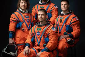 Official crew portrait for Artemis II, from left: NASA Astronauts Christina Koch, Victor Glover, Reid Wiseman, Canadian Space Agency Astronaut Jeremy Hansen. PHOTOGRAPHER: Josh Valcarcel