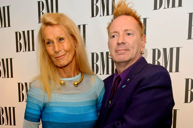 Nora Forster and John Lydon attend the BMI Awards at The Dorchester on October 15, 2013 in London, England.  (Photo by Ben A. Pruchnie/Getty Images)