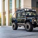 A 4x4 flipped over in a James Bond film is up for auction. The Land Rover Defender SVX was seen being taken out by the iconic spy in 2015's Spectre. 