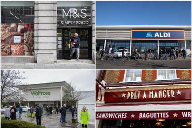 Aldi, Sainsbury's, Pret A Manger, and Marks & Spencer and Waitrose have pulled their chicken sandwiches and other products from the shelf over salmonella fears (Images from Getty)