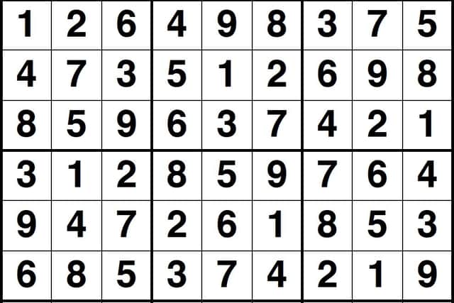 Last week's Sudoku Puzzle Answers