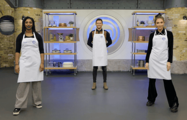 Kadeena Cox, Joe Swash, and Megan McKenna competed for the crown with their three-course meal creations (Photo: Shine TV)