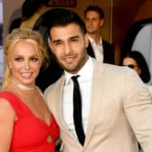 Britney Spears and Sam Asghari arrive at the premiere of Sony Pictures' "One Upon A Time...In Hollywood" (Photo: Kevin Winter/Getty Images)