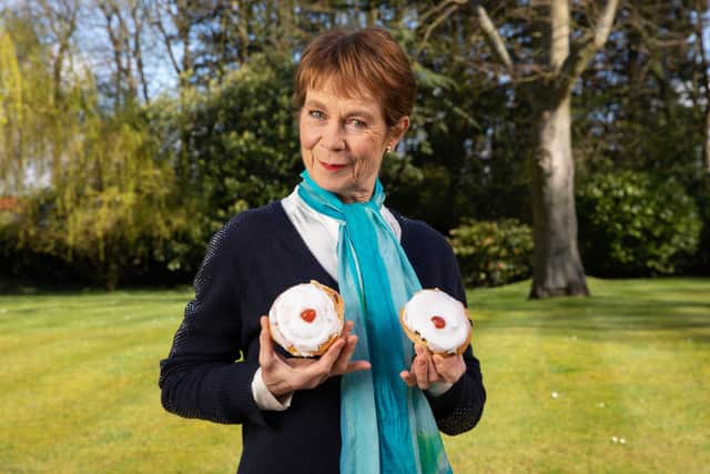 Celia Imrie recreated her famous “bigger buns” scene from film Calendar Girls to help launch the charity raffle.