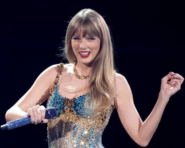 US singer-songwriter Taylor Swift performs onstage on the first night of her "Eras Tour" at AT&T Stadium in Arlington, Texas, on March 31, 2023. (Photo by SUZANNE CORDEIRO / AFP) 