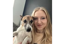 Ellie Chapman claims her pet 10-year-old Jack Russell Ozzy can say her name - and has the footage to prove it Picture: SWNS