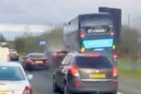 Dash-cam footage captured the moment a bus ploughed into a car after the driver pulled out into a bus lane in Small Heath, Birmingham Picture from video by Birmz Is Grime / SWNS