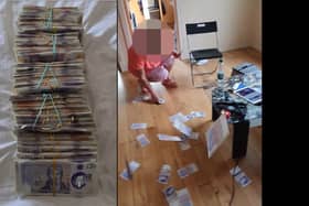 Benefit fraud gang shower floor with £20 notes