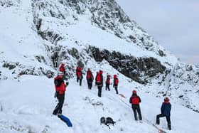 The rescue of Ben Longton, 18, in snowy conditions on Scafell Pike, by Wasdale Mountain Rescue Team.  