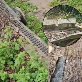 Lauren Grundy and husband Sean, both 35, discovered a 150m model railway track in the undergrowth of their new detached property in Morley, Derbyshire.