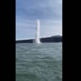 Controlled bomb explosion in sea