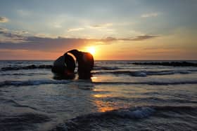 Sunset timelapse at Mary's Shell on Cleveleys beach, Lancashire