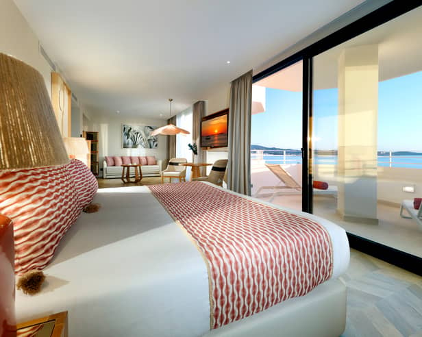 Pictured is the Suite Seafront View at TRS Ibiza Hotel, in San Antonio. 