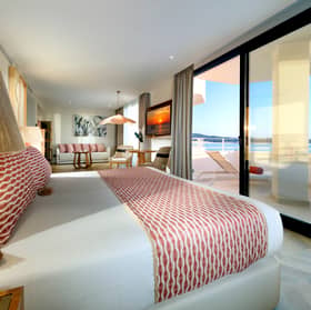 Pictured is the Suite Seafront View at TRS Ibiza Hotel, in San Antonio.