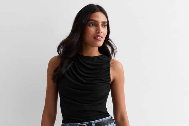 New look black ruched sleeveless top £15.99