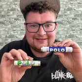 John Junior with The Sugar Free Polo Mints (green and white) from 1997 and a modern day packet of Sugar Free Polo Mints. 