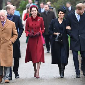 Could Prince Harry and Meghan Markle be heading back to the UK for Christmas? They are pictured here with King Charles, then the Prince of Wales, Prince William, Catherine, Princess of Wales, at St Mary Magdalene Church in Sandringham, Norfolk, on Christmas Day, 2018