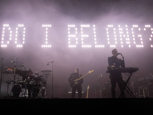 Massive Attack perform during the Act 1.5 concert at Clifton Downs on August 25, 2024 in Bristol, England. Long-time climate campaigners Robert Del Naja and Grant Marshall of the band Massive Attack had the idea to stage a low-carbon gig compatible with the Paris 1.5 climate change agreement but the Covid-19 pandemic delayed it. 