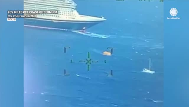 Disney cruise ship comes to the rescue of a sinking boat.